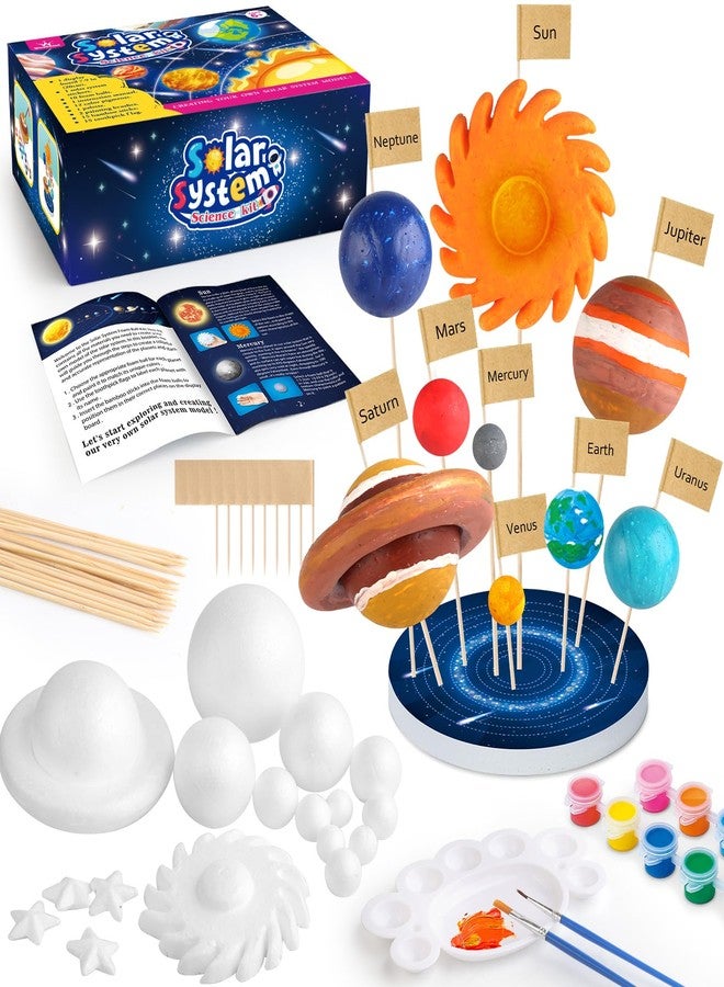 wookidel 64 PCS Solar System Project Kit, Solar System Model Kit with 13 Mix Foam Balls, Solar System Toys for Kids 3-5, Learn Planets Science Kit School Project Supplies of Bamboo Sticks, Flags, Brushes - Image 1
